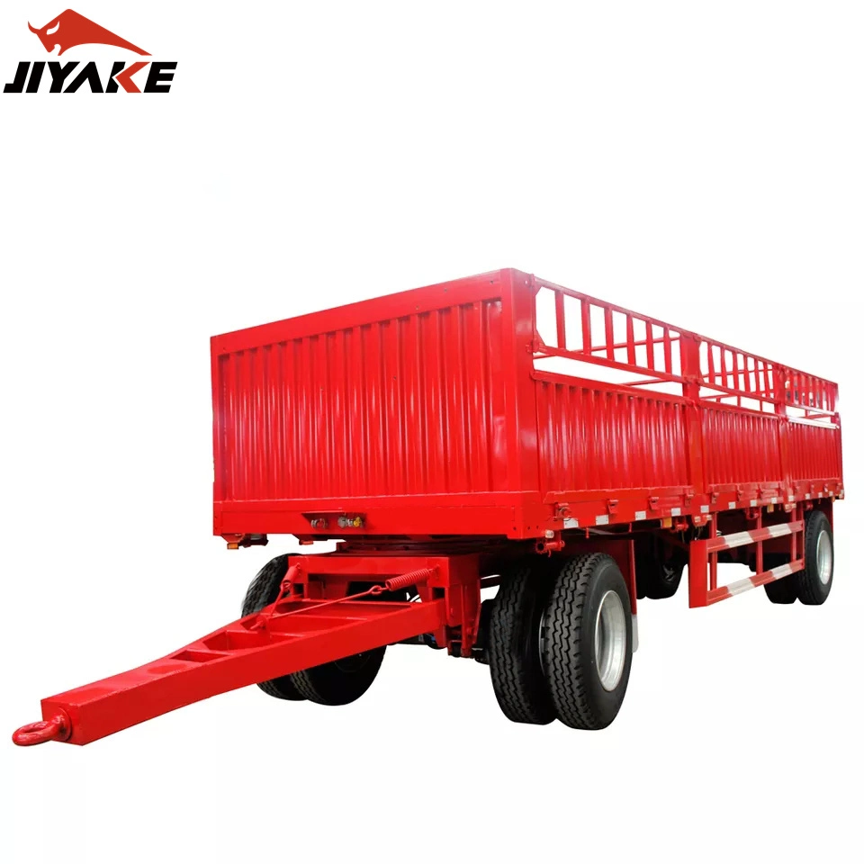 2/ 3/4 Axles Hydraulic Dump Box Open Cargo Fence Side Wall Trailer Tractor Trailer Draw Bar Full Trailer for Farm Transport